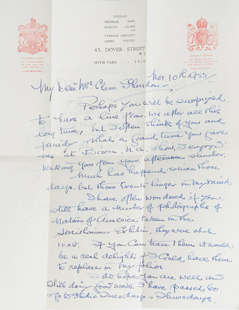Inscribed presentation copy of Arab Interlude by Clare Sheridan, the copy of Marcus Adams, noted photographer of the time.