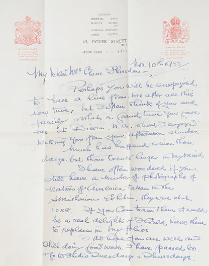 Inscribed presentation copy of Arab Interlude by Clare Sheridan, the copy of Marcus Adams, noted photographer of the time.