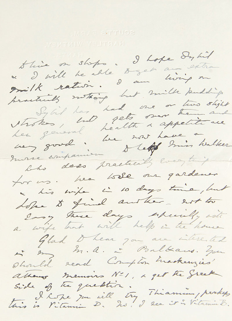 First edition of The Experiences of a Military Attaché in the Balkans by H. D. Napier, with signed letters by the author and another from the Balkan MOI during WWII.