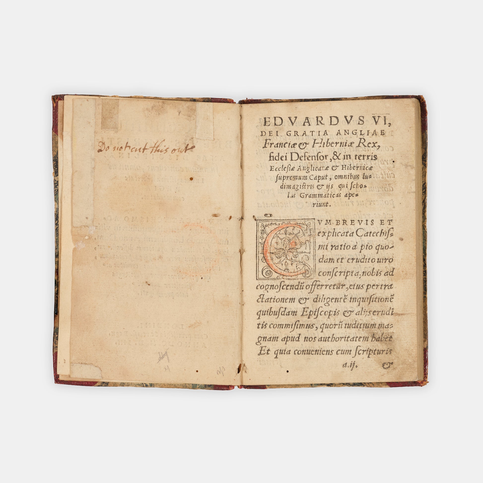 The first edition of the defining doctrinal statement of the Edwardian Refomation, comprising his catechism and the Forty-Two Articles