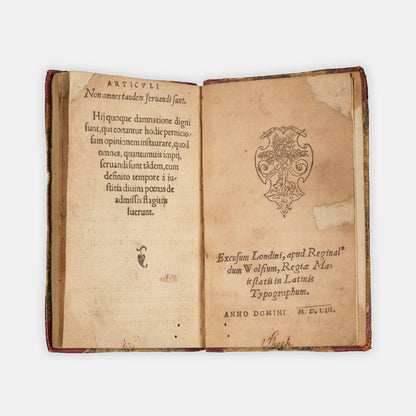 The first edition of the defining doctrinal statement of the Edwardian Refomation, comprising his catechism and the Forty-Two Articles
