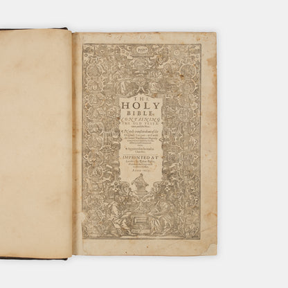 The first distinct folio edition of the King James Bible, complete in the contemporary blind-panelled calf binding with Speed's Genealogies, including his double-page map of Canaan
