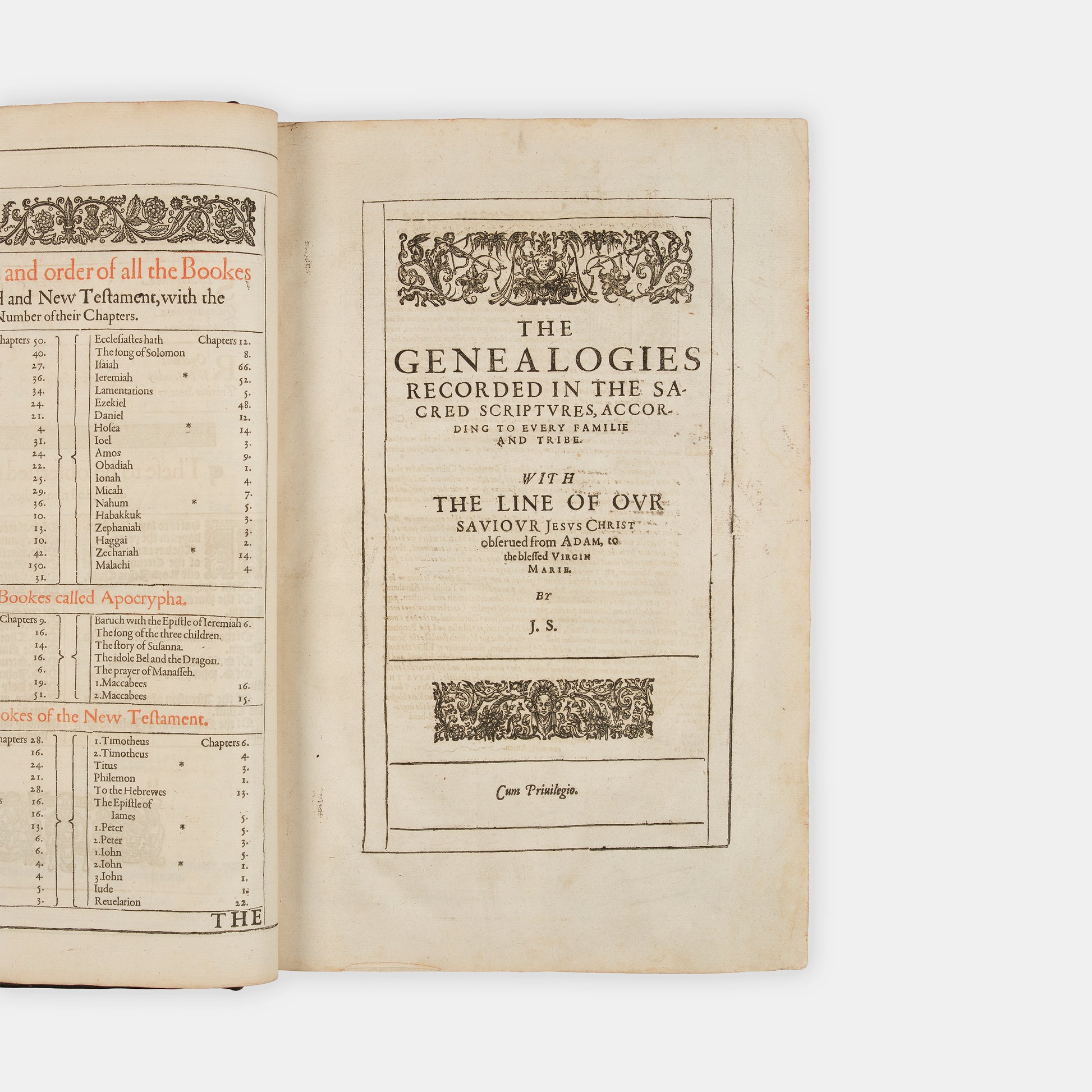 The first distinct folio edition of the King James Bible, complete in the contemporary blind-panelled calf binding with Speed's Genealogies, including his double-page map of Canaan