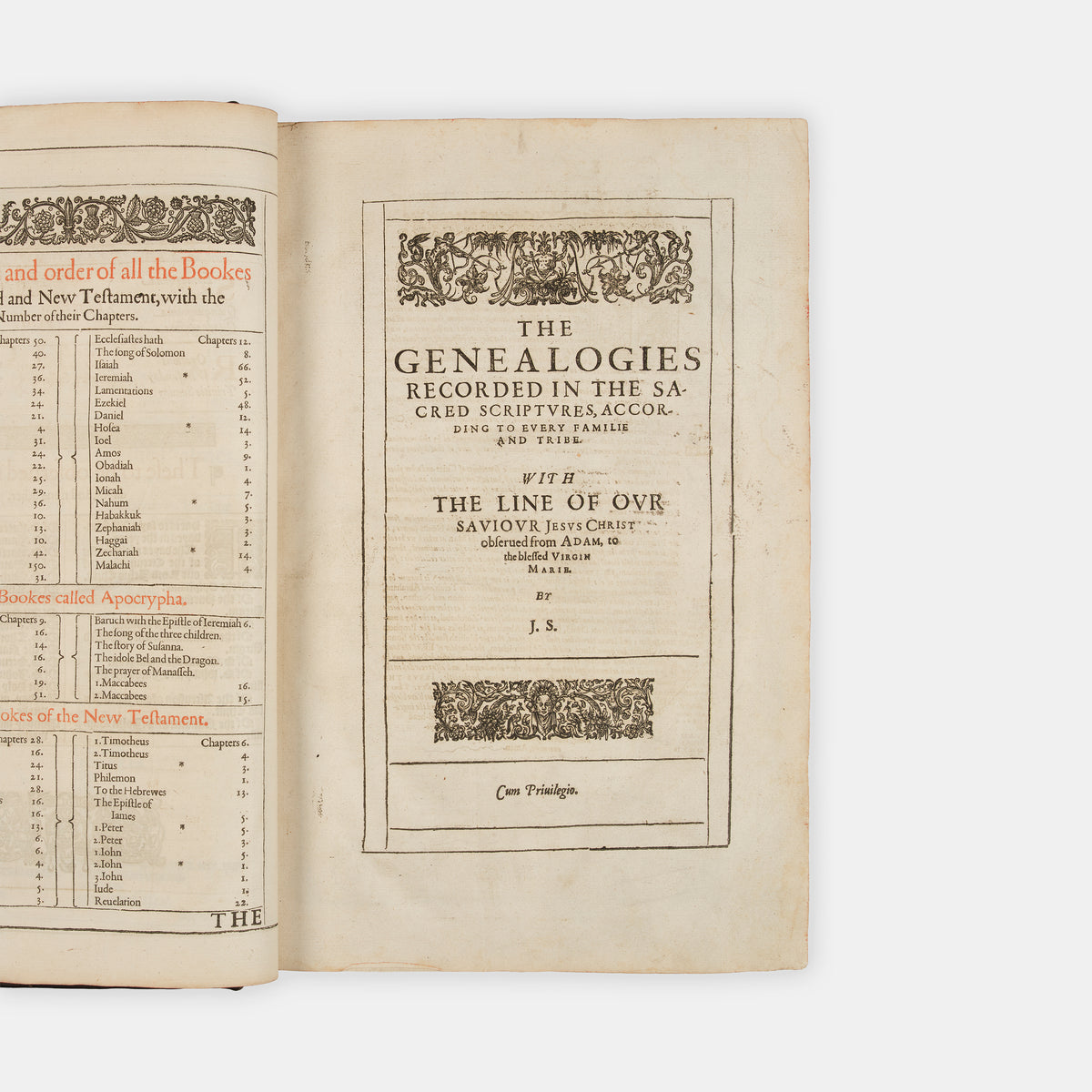 The first distinct folio edition of the King James Bible, complete in the contemporary blind-panelled calf binding with Speed's Genealogies, including his double-page map of Canaan