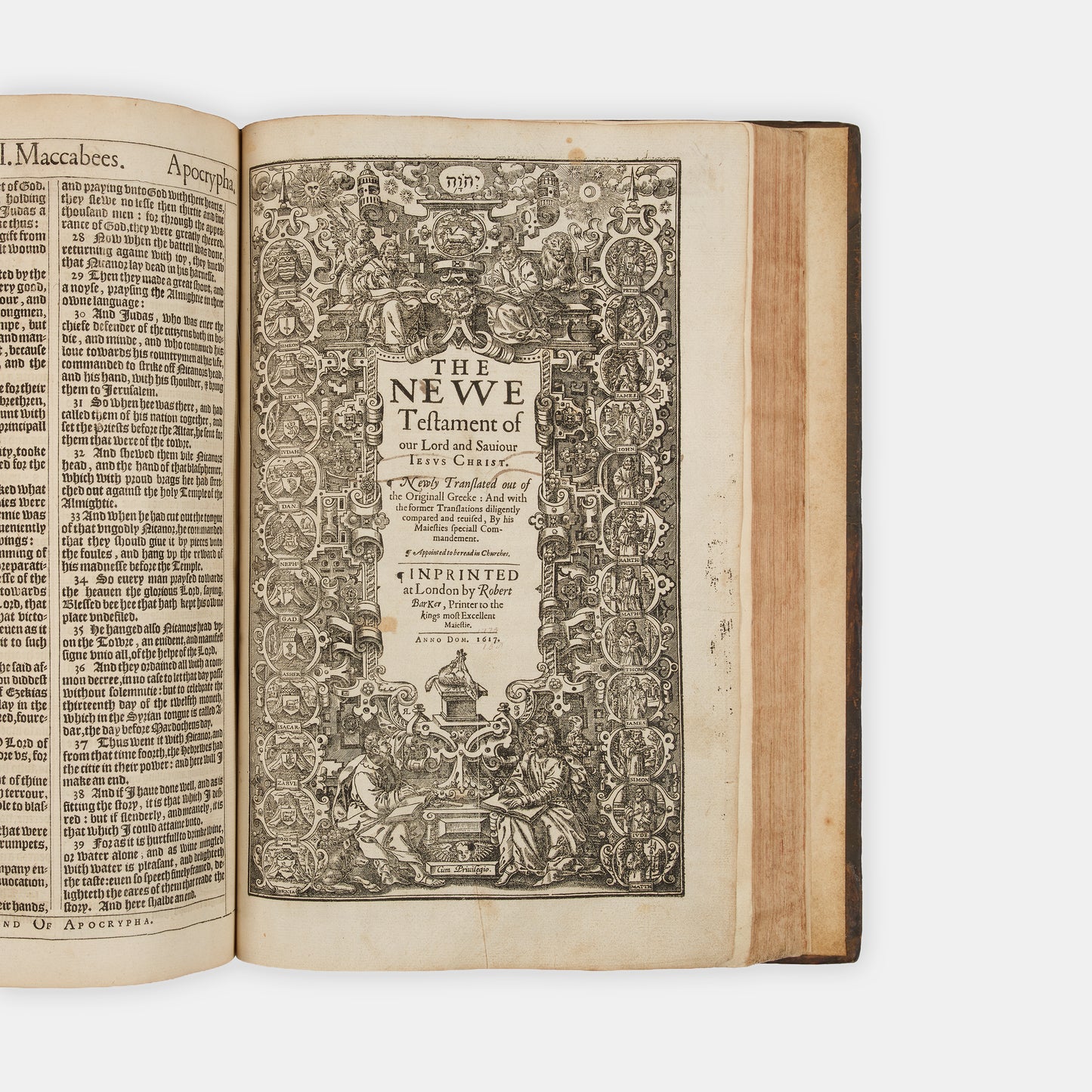 The first distinct folio edition of the King James Bible, complete in the contemporary blind-panelled calf binding with Speed's Genealogies, including his double-page map of Canaan