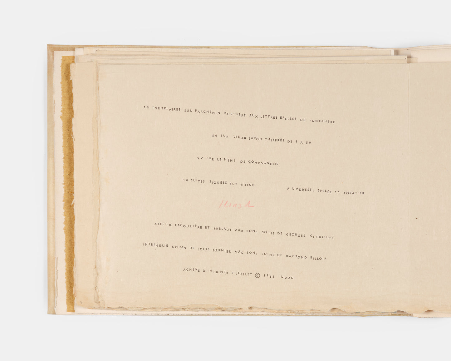 Signed by Iliazd and nine of the artists, including Picasso, Miro andErnst.