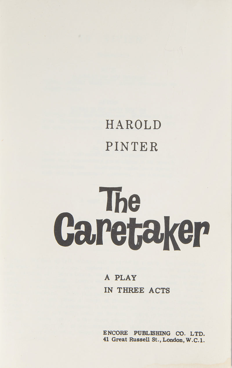 True first edition, preceding the Methuen hardback edition of the same year. Pinter's first commercial success, first performed at the Arts Theatre, London on 27th of April 1960.