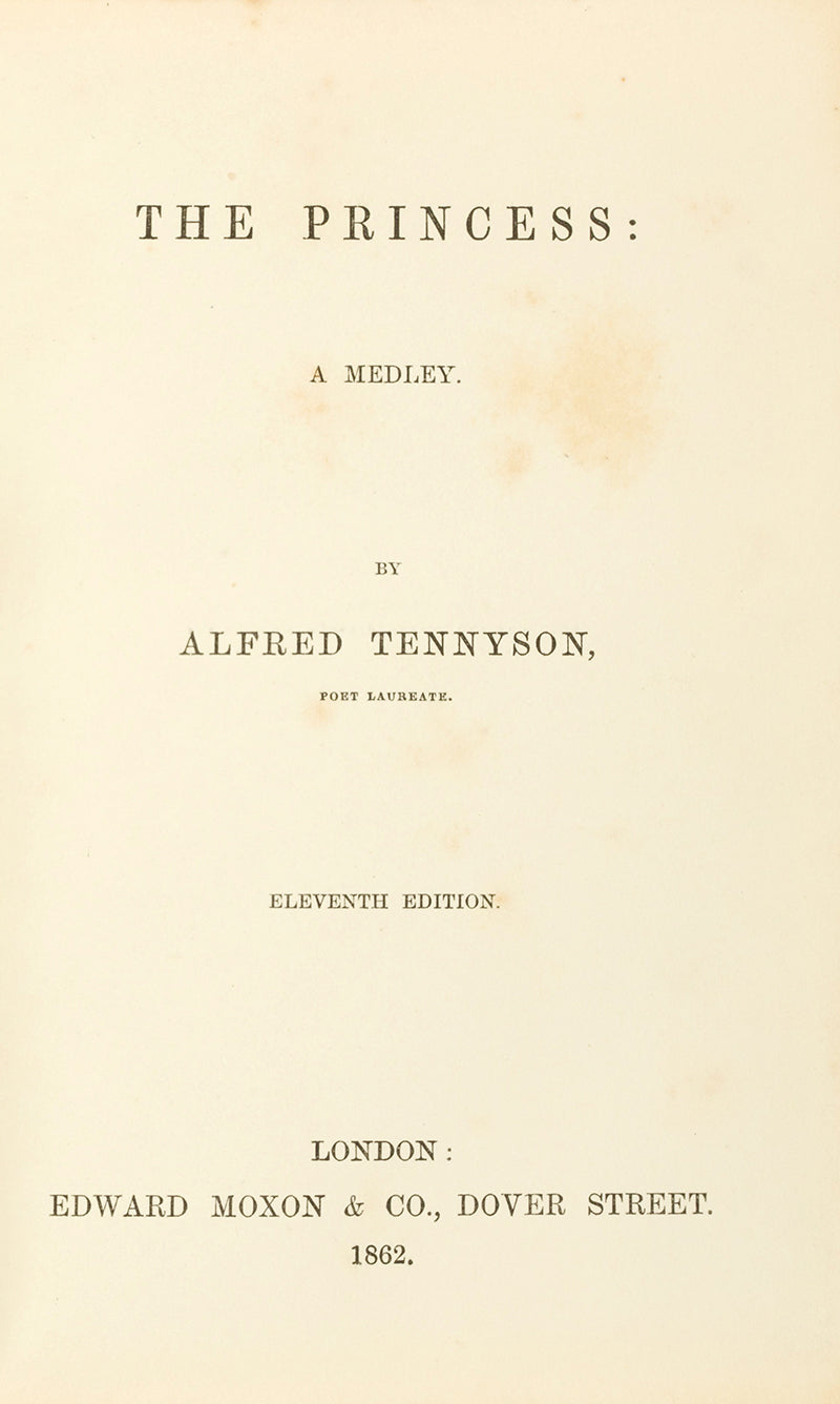A handsomely bound copy of Alfred Lord Tennyson's narrative poem, published just 15 years after the original edition.