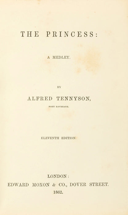 A handsomely bound copy of Alfred Lord Tennyson's narrative poem, published just 15 years after the original edition.