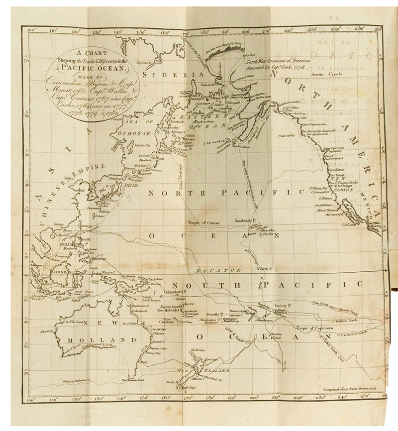 Hawkesworth's An Account of the Voyages for Making Discoveries in the Southern Hemisphere, the fourth edition printed in Scotland with plates freshly re-engraved for this edition.