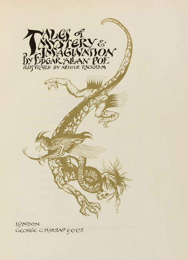 A beautifully decorated copy of Tales of Mystery and Imagination by Edgar Allan Poe and illustrated by Arthur Rackham.