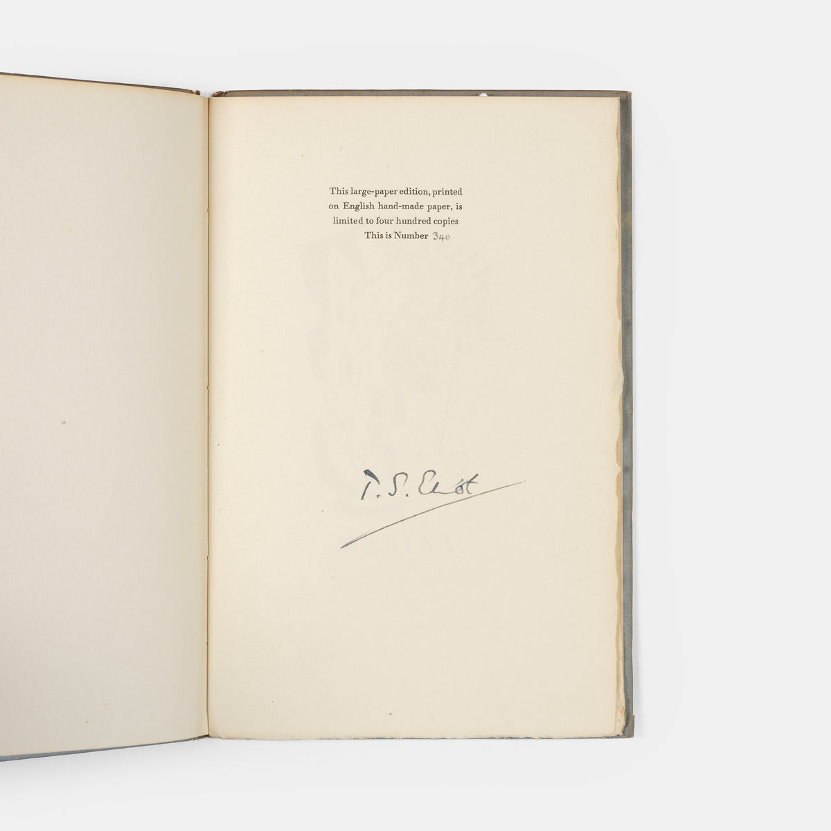 First edition of Marina by T.S. Eliot, one of 400 large-paper copies, signed by the author.