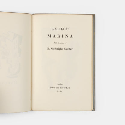 First edition of Marina by T.S. Eliot, one of 400 large-paper copies, signed by the author.