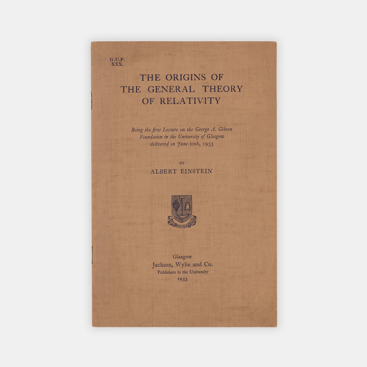 First edition, the rare offprint of a talk given by Einstein at the University of Glasgow while fleeing the Nazis.