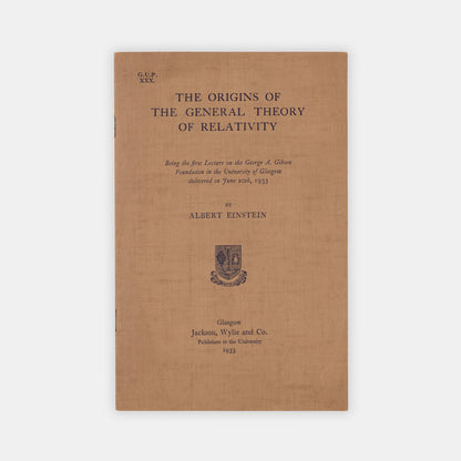 First edition, the rare offprint of a talk given by Einstein at the University of Glasgow while fleeing the Nazis.