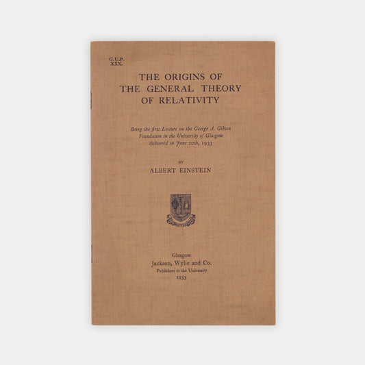 First edition, the rare offprint of a talk given by Einstein at the University of Glasgow while fleeing the Nazis.