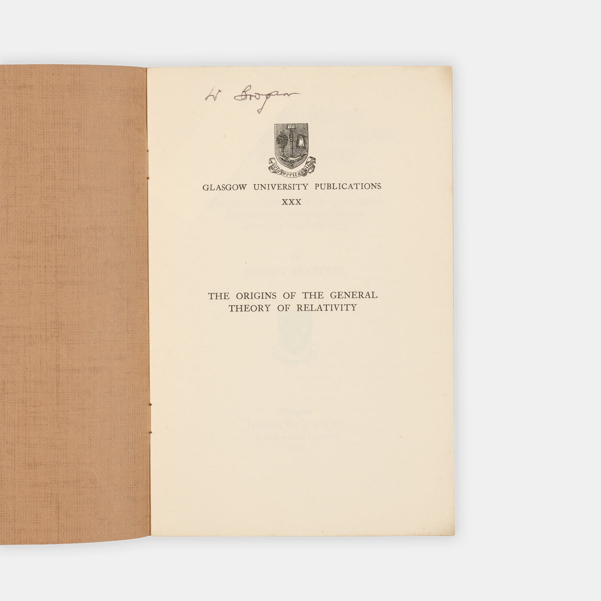 First edition, the rare offprint of a talk given by Einstein at the University of Glasgow while fleeing the Nazis.