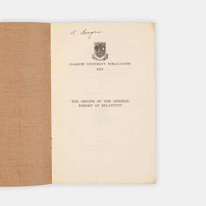 First edition, the rare offprint of a talk given by Einstein at the University of Glasgow while fleeing the Nazis.