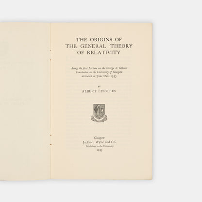 First edition, the rare offprint of a talk given by Einstein at the University of Glasgow while fleeing the Nazis.