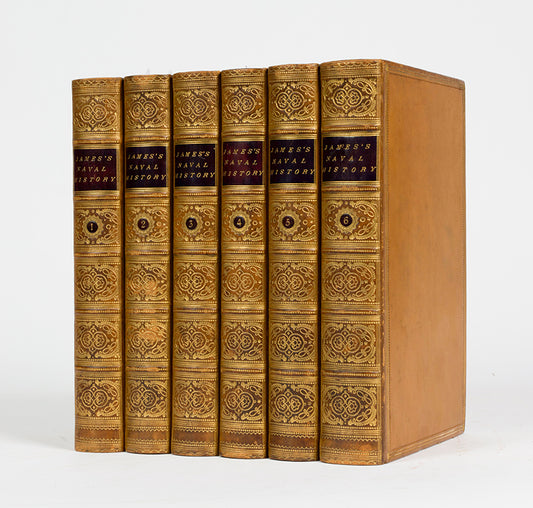 New edition of The Naval History of Great Britain by William James, a finely bound set of this classic of maritime history, recording every naval operation of the Napoleonic and American Wars.