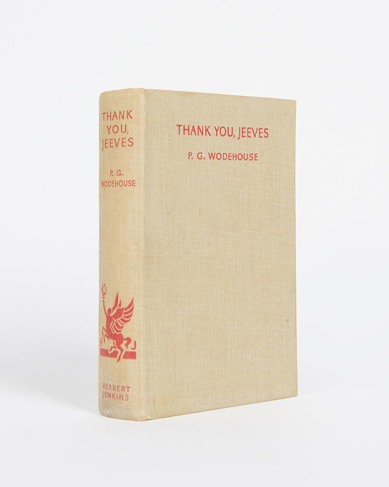 A first edition of Thank You, Jeeves by P.G. Wodehouse.