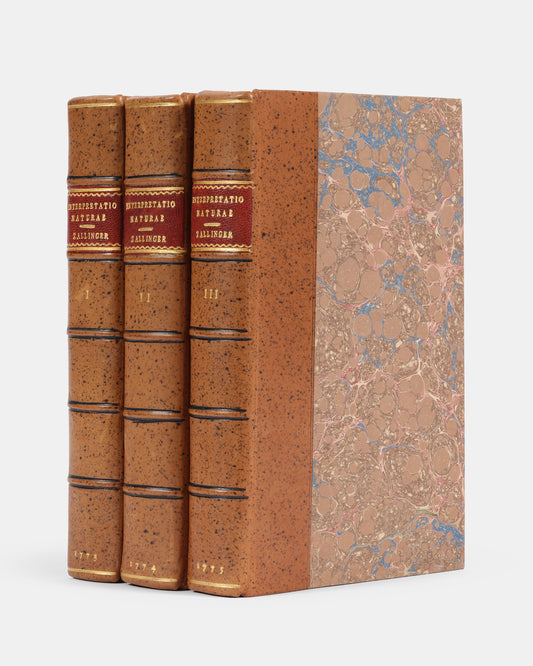 First edition of Jesuit philosopher Jacob Zallinger's defense of Copernicianism and Newtonian empiricism, Interpretatio Naturae, published in three volumes between 1773 and 1775.