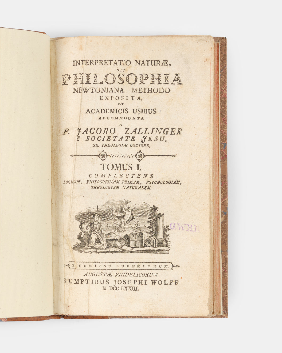 First edition of Jesuit philosopher Jacob Zallinger's defense of Copernicianism and Newtonian empiricism, Interpretatio Naturae, published in three volumes between 1773 and 1775.