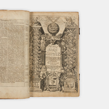 A very well preserved folio King James Bible bound with Speed's Genealogies and map of Canaan, The Book of Common Prayer, and Sternhold and Hopkins' Pslames