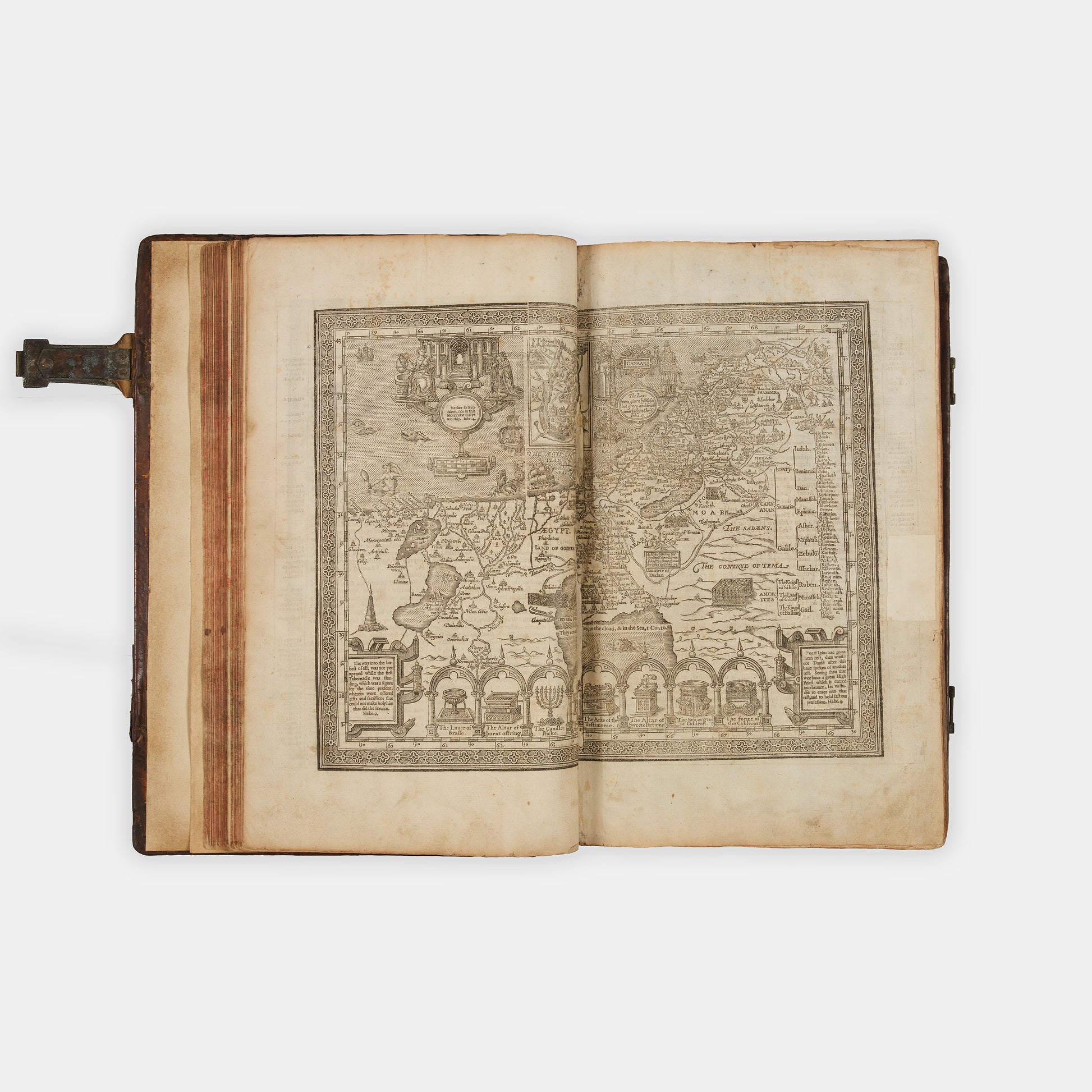 A very well preserved folio King James Bible bound with Speed's Genealogies and map of Canaan, The Book of Common Prayer, and Sternhold and Hopkins' Pslames
