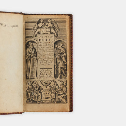 A finely bound example of the Pearl Bible in contemporary red morocco, so named for its small size