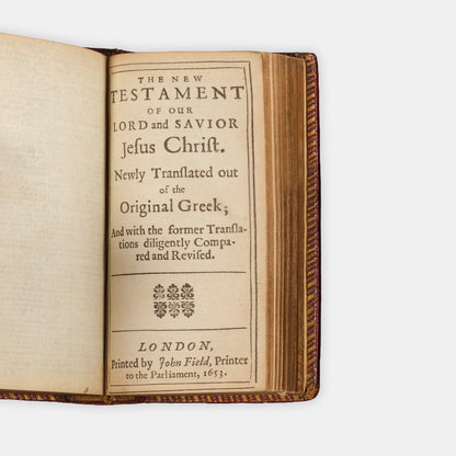 A finely bound example of the Pearl Bible in contemporary red morocco, so named for its small size