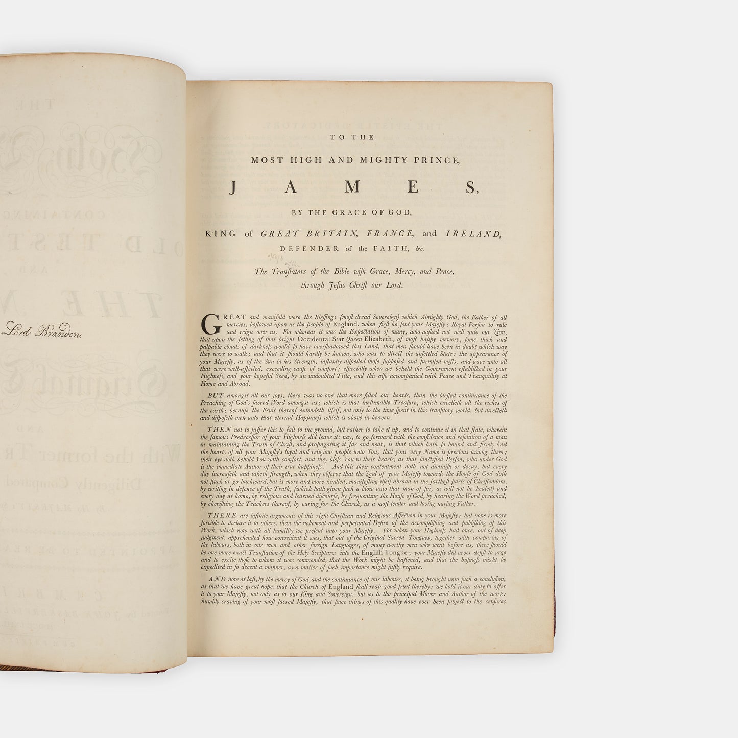 The first edition, first state of John Baskerville's magnum opus, The Holy Bible, printed in Cambridge in 1763