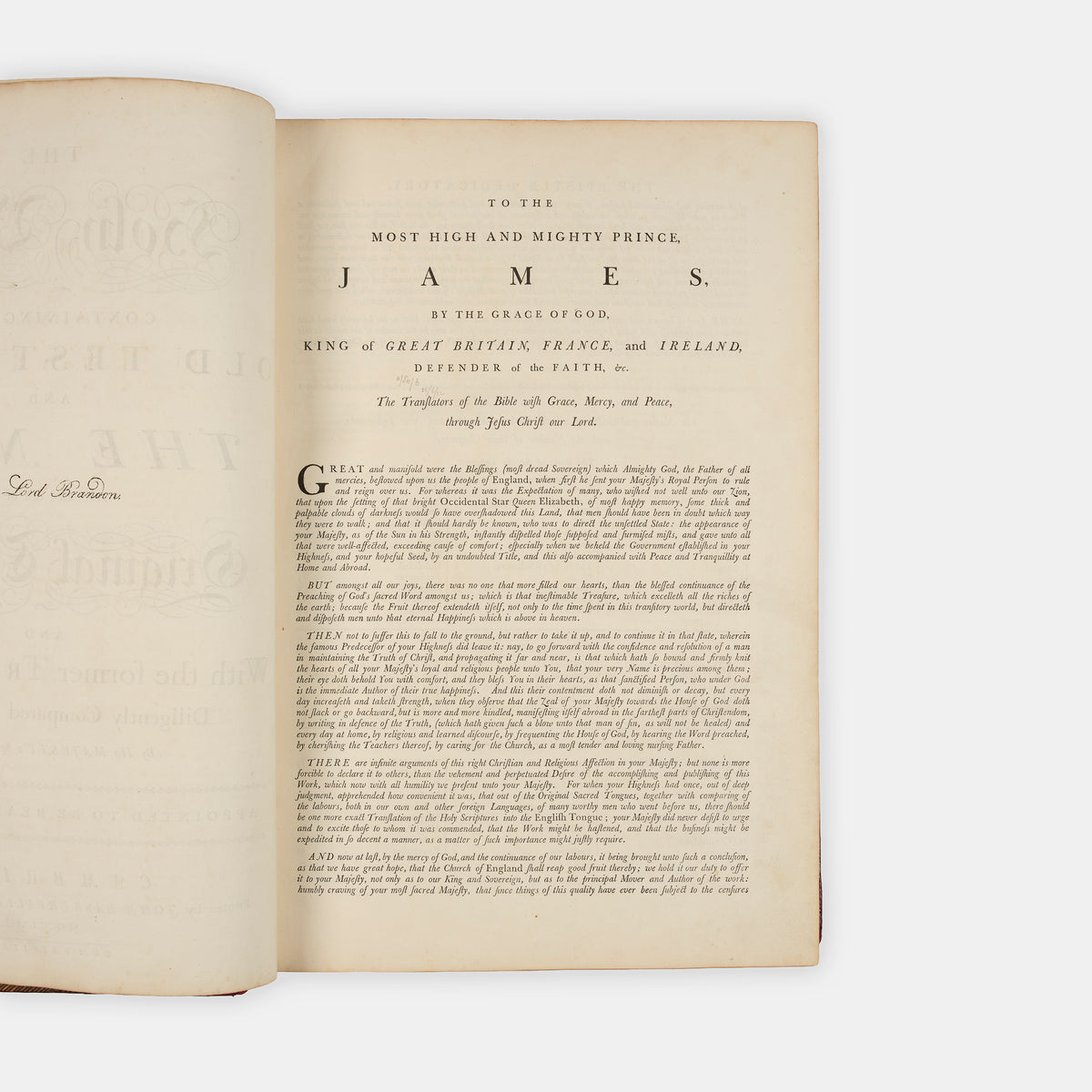 The first edition, first state of John Baskerville's magnum opus, The Holy Bible, printed in Cambridge in 1763