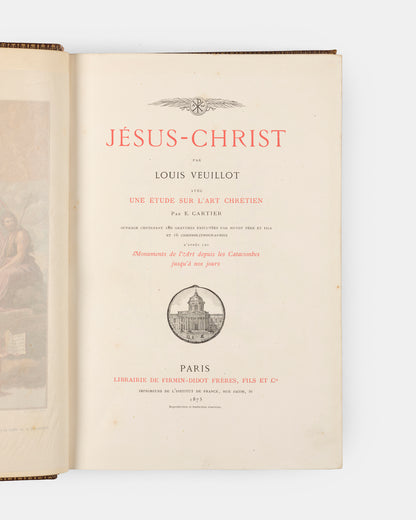A very fine copy of Louis Veuillot's spiritual biography of Christ, containing numerous full-page colour illustrations borrowed from the monuments of Christian art. 