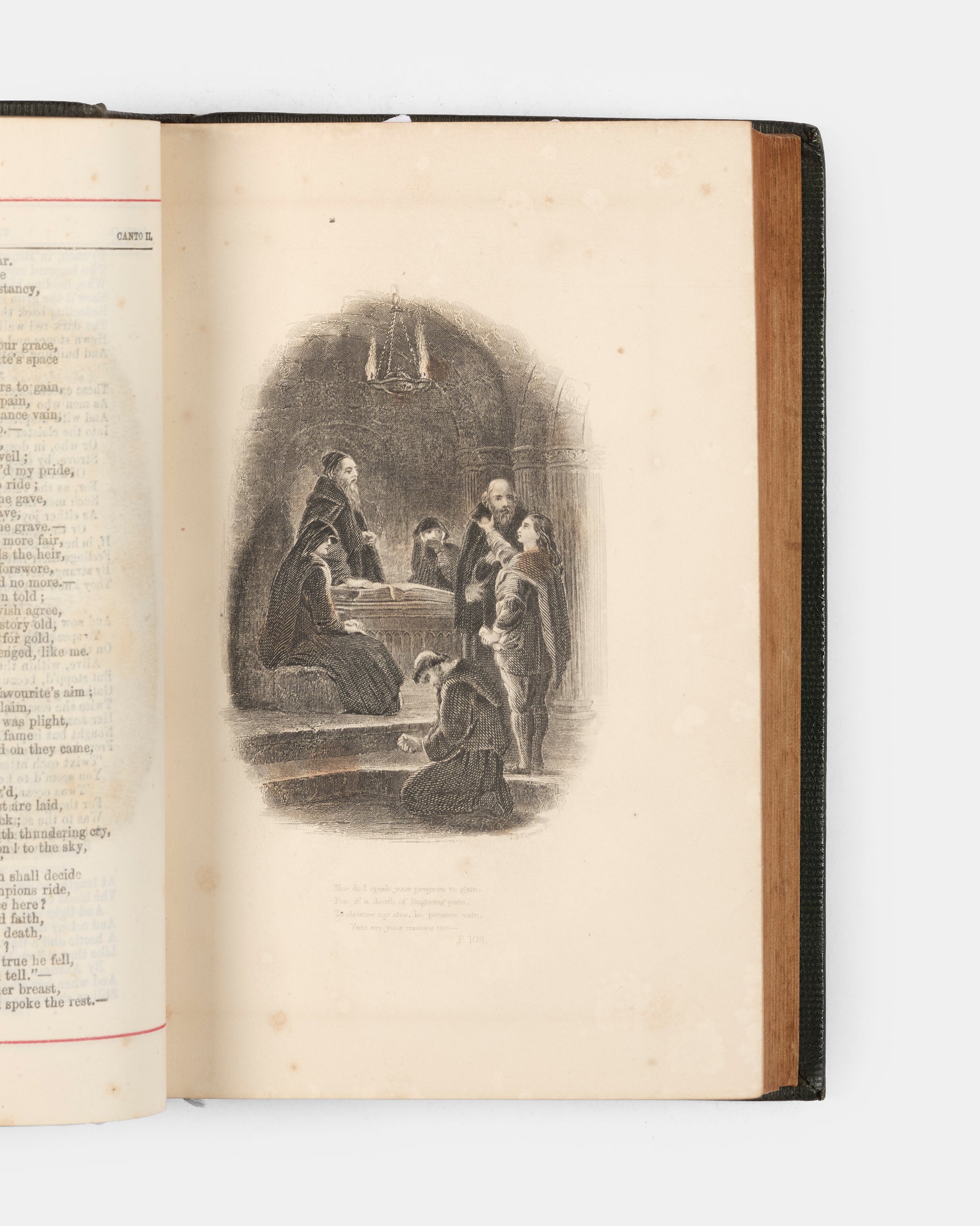 A handsome collection of Sir Walter Scott's Poetical Works, containing an account of his life, as well as six full-page steel engravings in black and white. 