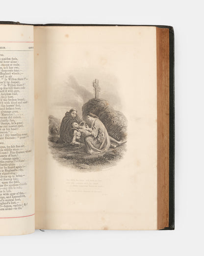 A handsome collection of Sir Walter Scott's Poetical Works, containing an account of his life, as well as six full-page steel engravings in black and white. 