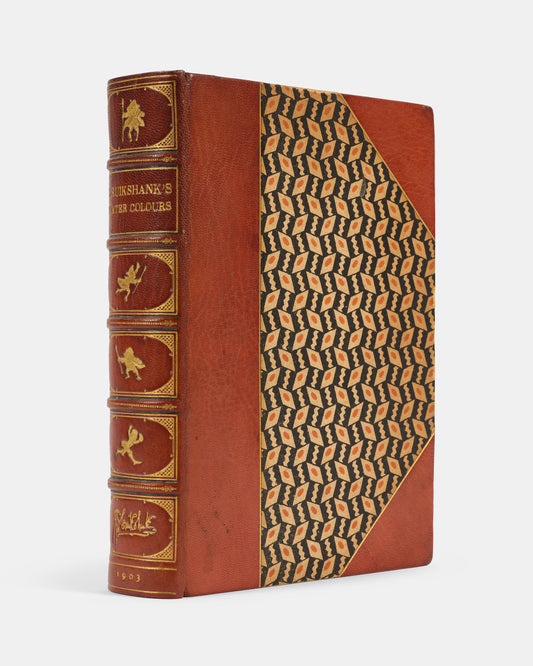 Finely bound by Sansorski and Sutcliffe, this first edition of Cruikshank's Water Colours contains fully illustrated versions of Charles Dickens' Oliver Twist, William Ainsworth's The Miser's Daughter, as well as both W.H Maxwell's History of the Irish Rebellion in 1798 & Emmett's Insurrection in 1803.