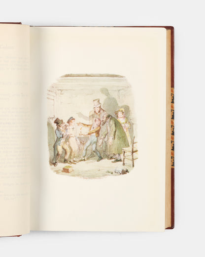 Finely bound by Sansorski and Sutcliffe, this first edition of Cruikshank's Water Colours contains fully illustrated versions of Charles Dickens' Oliver Twist, William Ainsworth's The Miser's Daughter, as well as both W.H Maxwell's History of the Irish Rebellion in 1798 & Emmett's Insurrection in 1803.