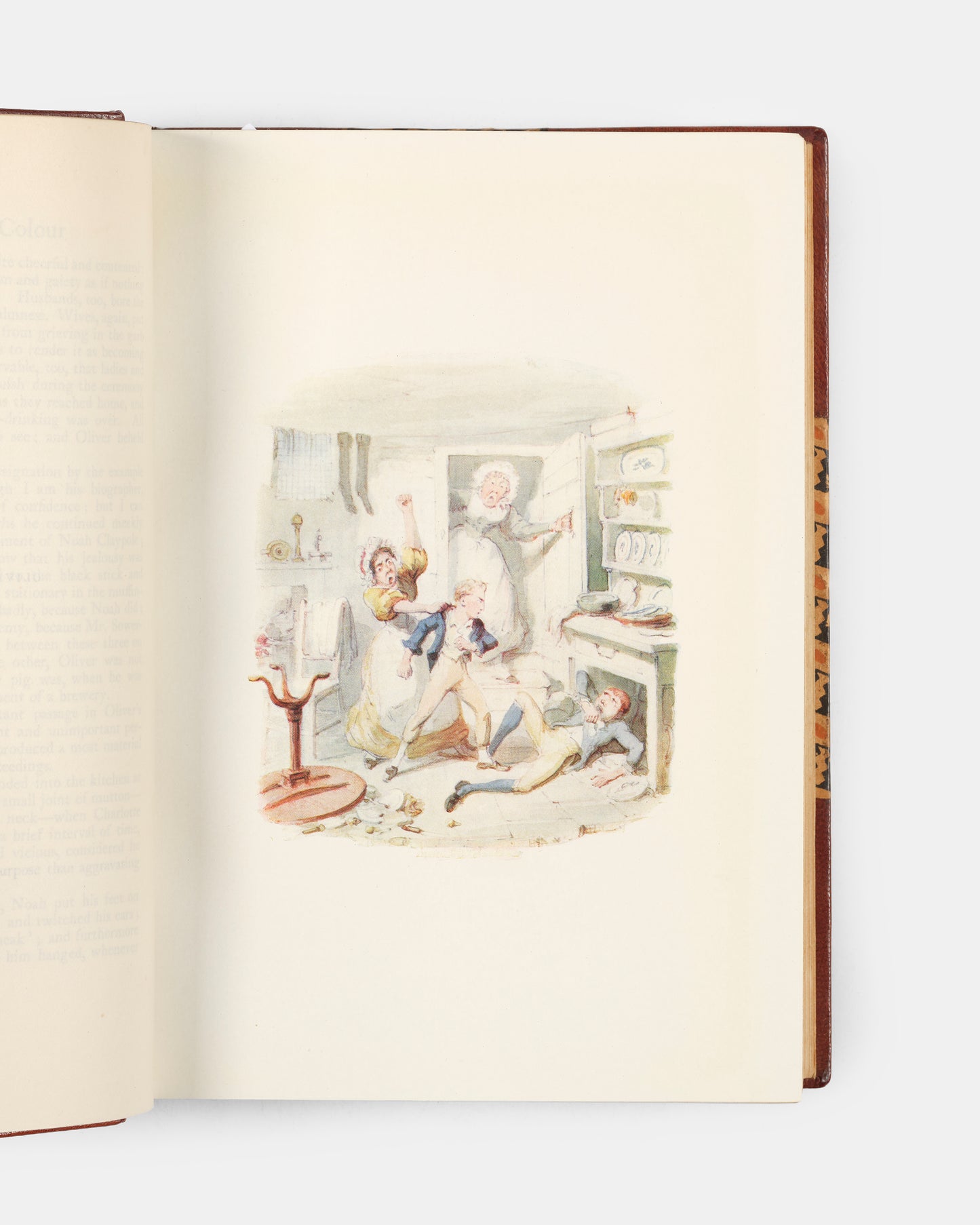 Finely bound by Sansorski and Sutcliffe, this first edition of Cruikshank's Water Colours contains fully illustrated versions of Charles Dickens' Oliver Twist, William Ainsworth's The Miser's Daughter, as well as both W.H Maxwell's History of the Irish Rebellion in 1798 & Emmett's Insurrection in 1803.
