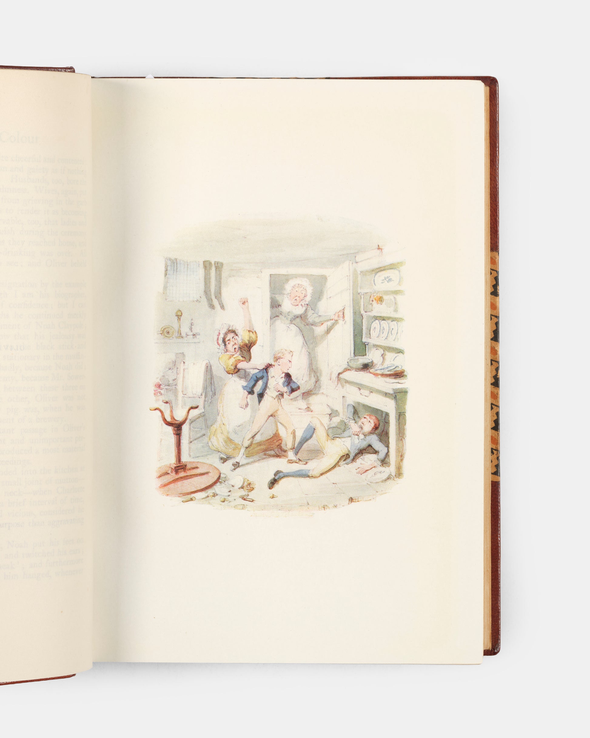 Finely bound by Sansorski and Sutcliffe, this first edition of Cruikshank's Water Colours contains fully illustrated versions of Charles Dickens' Oliver Twist, William Ainsworth's The Miser's Daughter, as well as both W.H Maxwell's History of the Irish Rebellion in 1798 & Emmett's Insurrection in 1803.