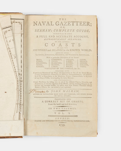 Malham's Naval Gazeteer is an alphabetical nautical encyclopaedia, offering alphabetical entries on global ports, coastal geography, navigation details, and trade routes,