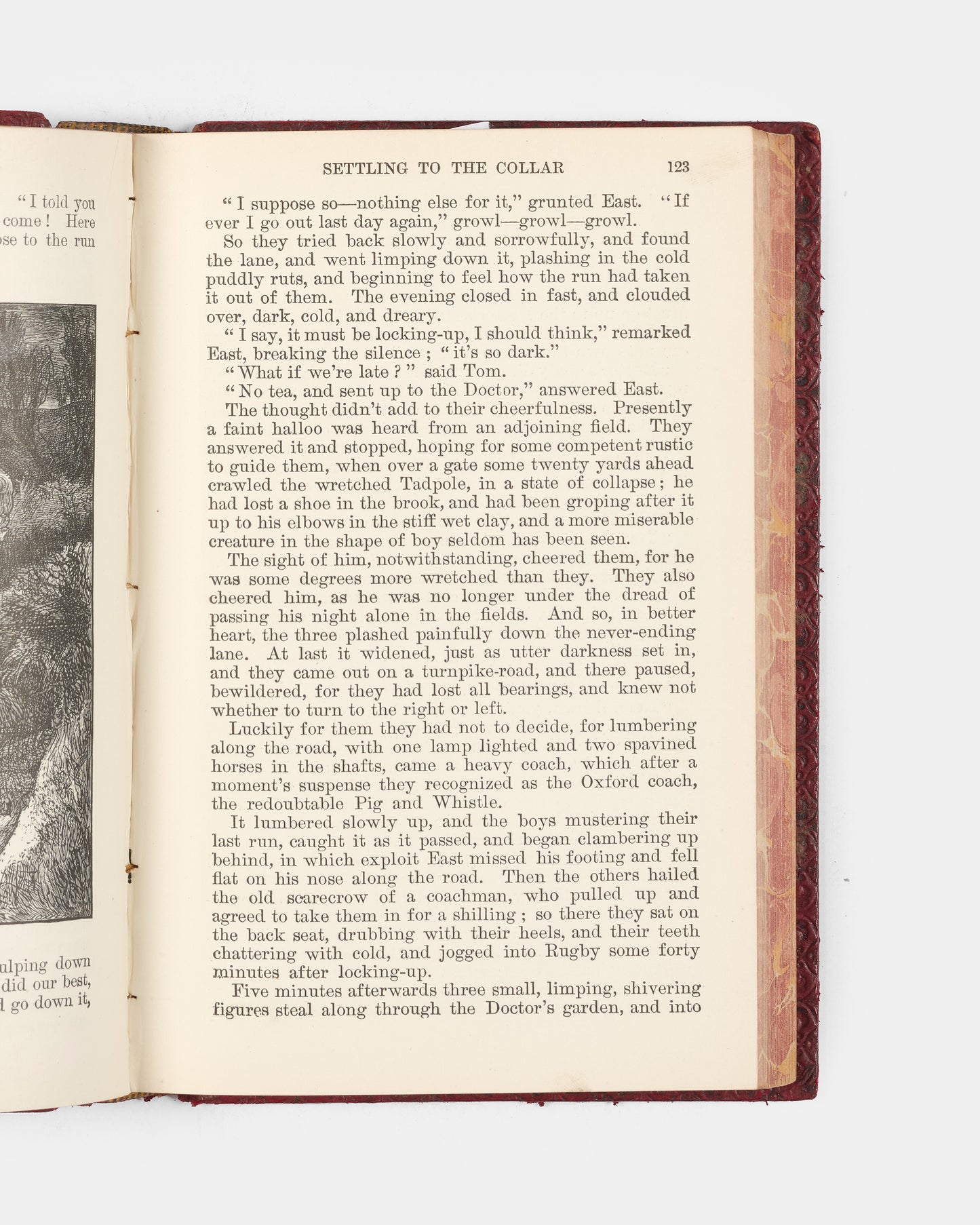 Handsomely bound in red morocco by Relfe Brothers, this edition of Thomas Hughes' widely popular novel is wonderfully illustrated by Arthur Hughes and Sydney Prior Hall. 