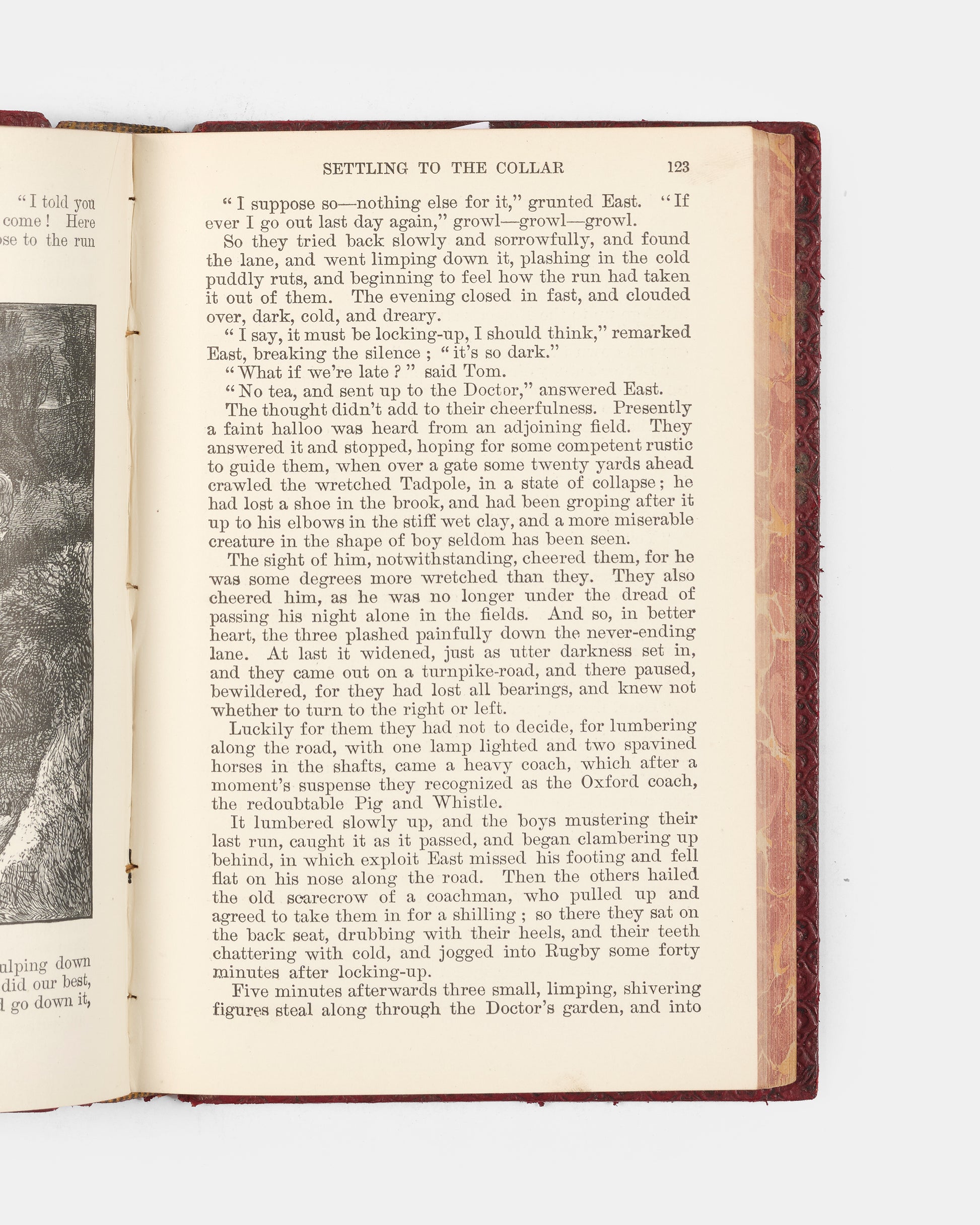 Handsomely bound in red morocco by Relfe Brothers, this edition of Thomas Hughes' widely popular novel is wonderfully illustrated by Arthur Hughes and Sydney Prior Hall. 