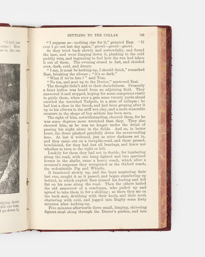 Handsomely bound in red morocco by Relfe Brothers, this edition of Thomas Hughes' widely popular novel is wonderfully illustrated by Arthur Hughes and Sydney Prior Hall. 
