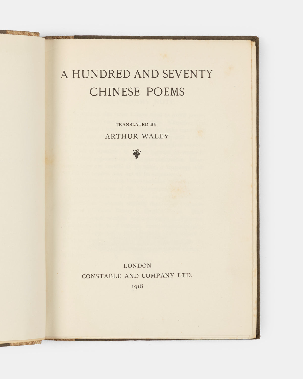 First edition of Arthur Waley's <em>A Hundred and Seventy Chinese Poems</em>