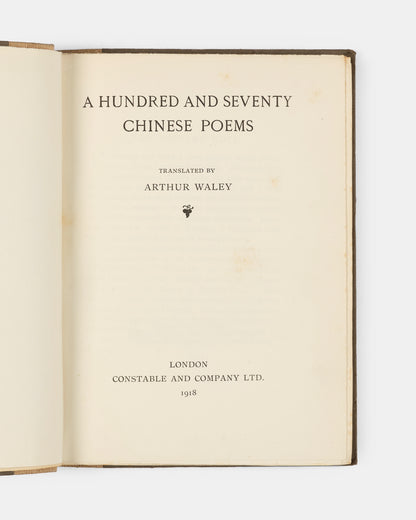 First edition of Arthur Waley's <em>A Hundred and Seventy Chinese Poems</em>