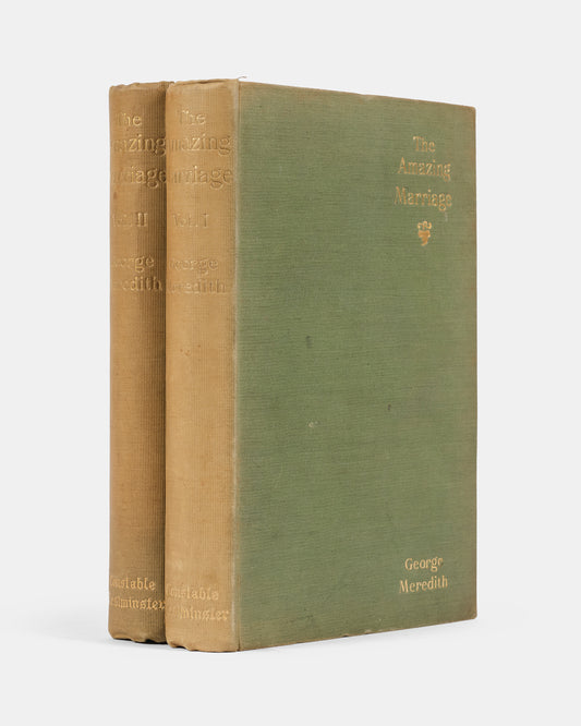 A first edition of George Meredith's final novel, The Amazing Marriage.