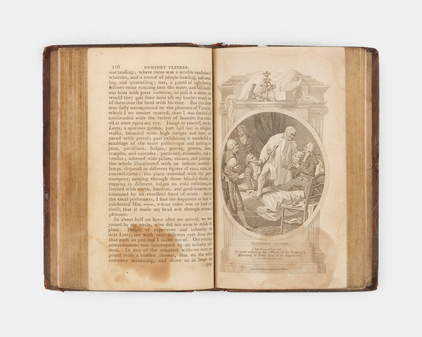 A pocket-sized 'Cooke Edition' of The Expedition of Humphry Clinker by Tobias Smollett, embellished with six black and white plates across two volumes. 
