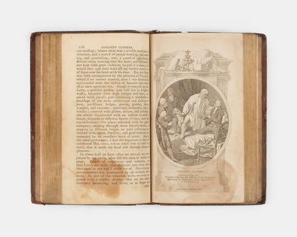 A pocket-sized 'Cooke Edition' of The Expedition of Humphry Clinker by Tobias Smollett, embellished with six black and white plates across two volumes. 