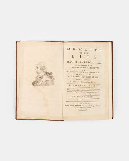 A third edition in two volumes containing an intimate look at the life of David Garrick (1717–1779), the seminal English actor, playwright, and theatre manager who revolutionised the London stage. 